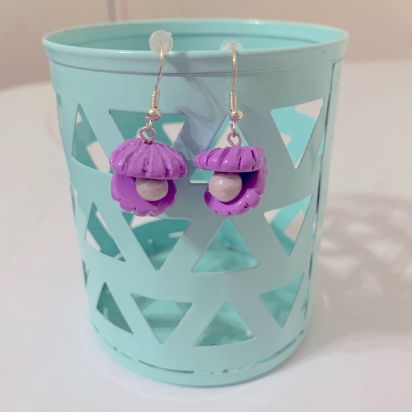 Hand Crafted Jewelry - Handmade Polymer Clay Shell Earrings